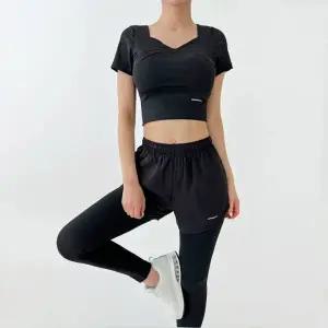 스포츠 텐션 크롭 반팔 에어 스트레치 투인원 레깅스set1 DBC1903-1907W