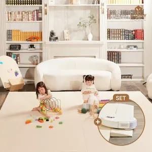 [바니하우스] 이지클린 2단 항균 빅매트 280X280X4cm+슬라이드매트 140