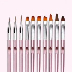 [이지커머스]네일아트 네일브러쉬 핑크 브러쉬 10종 세트 네일 네일붓 네일브러쉬세트 아크릴브러쉬