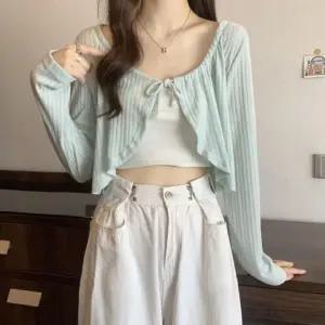 스트링크롭가디건 크롭볼레로가디건