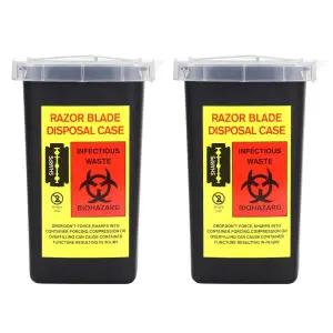 TorSor 2팩 샤프 용기 칼날 폐기 타투 주사기 바늘 쓰레기통 케이스 이발기 면도기 보관 디스펜서