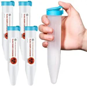 콜링밀 4Count 가정용 소형 샤프 폐기 용기 휴대용 일회용 여행용 주사기 및 펜 바늘 잠금 메커니즘 포함