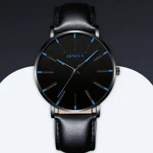 아날로그 손목 제네바 패션 초 바늘 시계 비즈니스 가죽