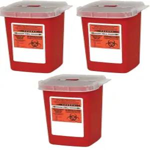 글로벌 샤프 컨테이너 바이오해저드 바늘 폐기 용기 - 1쿼터(3팩)