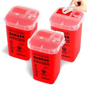 가정용 및 전문가용 3팩 샤프 용기 1쿼트 바이오해저드 바늘 주사기 폐기 소형 휴대용 여행