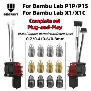 완전히 조립된 핫엔드 Bambu Lab X1 P1P P1S용 (팬 업그레이드 2.0 및 노즐 포함) Carbon용