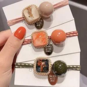 고무줄 패션 헤어 예쁜 set 끈 머리 4P 똥 럭셔리