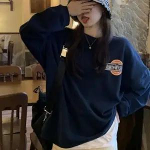 네이비 기모 여성 티 예쁜 데일리 셔츠 맨투맨 오버핏