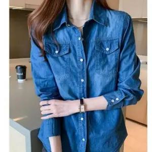 룩 데일리 연청 캐쥬얼 티셔츠 여성 남방 베이직 청