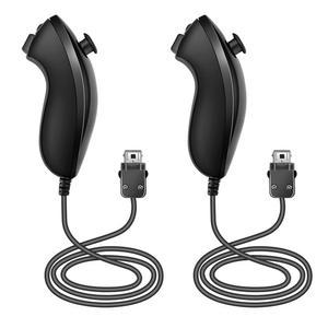 NC 넌척 컨트롤러 조이스틱 게임패드 교체용 Wii 컨트롤러, 닌텐도 및 U 비디오 게임패드와 호환. (블랙 2PCS)