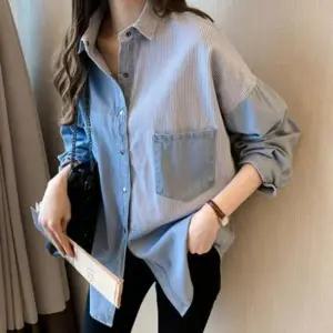 여성 청 루즈핏 셔츠 긴팔 남방 데님