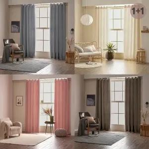 [하프클럽/셀러허브]아일렛형 고밀도 3중직 프리미엄 긴창 암막커튼 145x233cm 2장 (커튼끈포함)