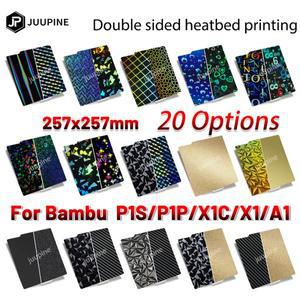 Bambulab 빌드 플레이트 P1s 용 Juupine 스프링 강판 Pei 시트 257x257 Bamboo Lab X1 Carbon A1
