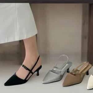 [신상오픈런]여성 심플 컬러 가죽 뾰족 슬링백 슈즈 (33435004)