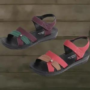 [신상오픈런]여성 큐빅 장식 컬러 가죽 스트랩 슬링백 샌들 (33434940)