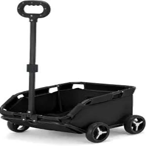 소형견 고양이를 위한 여행 쇼핑 산책용 개 유모차 4륜 접이식 카트 반려동물 (블랙)