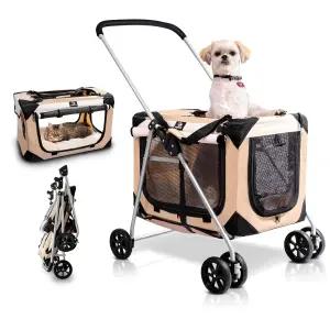 펫럽 반려동물 유모차 고양이 2마리 소형견부터 중형견까지(최대 45파운드) 분리 가능한 부드러운 측면