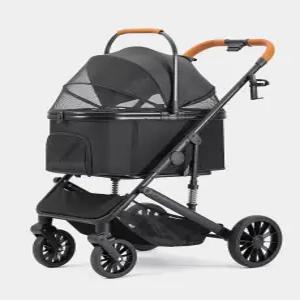 소형견용 SUNTHX 반려견 유모차 최대 60파운드 바퀴 4개 접이식 반려동물 분리형 캐리어 포함 및 반려묘