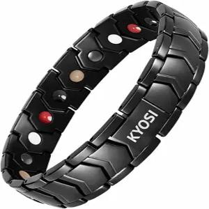 KYOSI 남성용 마그네틱 팔찌 스테인리스 스틸 링크 자석 보석 액세서리 크리스마스 선물 8.66인치