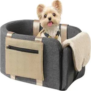 캐스페틱 콘솔 개 카시트 고양이 캐리어 - 안전 테더가 장착된 휴대용 스트랩 여행용 고양이용 자동차