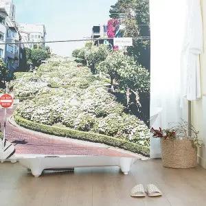 스프링빌리지 국내생산 욕실 화장실 방수 샤워 커튼 패브릭 가림막 가리개