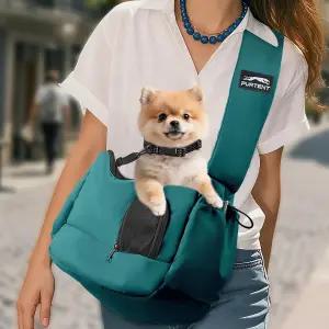 작은 개와 고양이를 위한 개 캐리어 슬링 보관 가방과 조절 가능한 어깨 끈 최대 8.8파운드(파란색)의