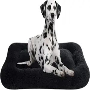 쿠옴 디럭스 플러시 반려견 침대 반려동물 쿠션 상자 매트 풀피 컴피 개집 미끄럼 방지 세척 패드(대형