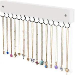 벽걸이용 롤라렛 나무 목걸이 홀더 15개의 고리 걸이 쉽게 설치할 수 있는 벽걸이 정리함 체인용 보석 팔찌