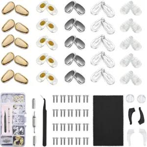 안경 코 패드 교체 및 수리 키트 안경용 초연질 실리콘 25쌍 미끄럼 방지 범용 핏 컴포트 패드로 을 줄이고