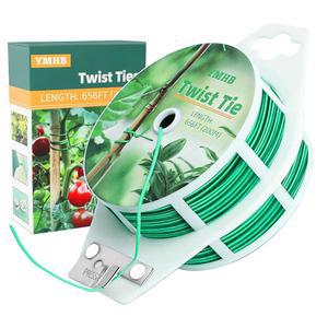 YMHB 트위스트 타이, 커터가 있는 656피트(200미터) 그린 가든 식물 정원 가꾸기를 위한 지원 및 사무실 홈 케이블 정리