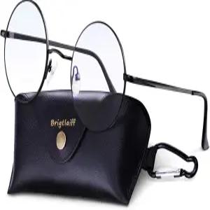 브릿틀 라운드 블루 라이트 차단 안경 남성용 컴퓨터 게이밍 TV 금속 프레임으로 눈의 피로를 방지합니다