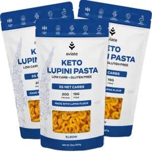 아비아테 케토 파스타 엘보우 - 저탄수화물(순 3g) 루피니 면 고단백(20g) 텐 프리 루핀 밀가루로 만든