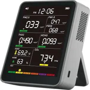 전문가용 실내 공기질 모니터 (AQI 알람 포함) 가정 차량 식물 반려동물용 휴대용 실시간 감지기 (콜드