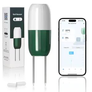 스마트 WiFi 토양 수분 및 온도 센서 - 잔디 정원 온실 실시간 앱 알림 IP67 방수 자동 급수 시스템과 연동