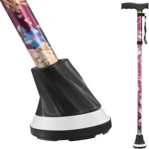 남녀용 지팡이 판정 이동성 및 생활 보조 기구 5단계 높이 조절식 편안한 플라스틱 T-핸들 휴대용 접이식