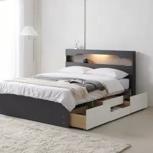 [보루네오]호텔라인 KC793 서랍장 조명침대 Q (2단매트)