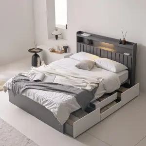 [보루네오]호텔라인 KC812 서랍장 조명침대 SS (포켓매트)