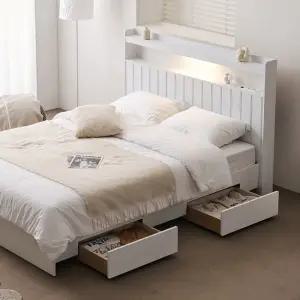 [보루네오]호텔라인 KC803 조명침대 Q (2단매트,서랍포함)