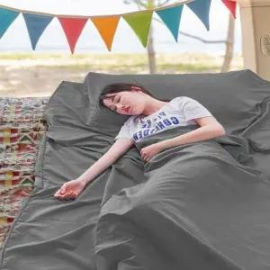 ( )휴대용 경량 차박 캠핑침낭 라이너160x210 그레이