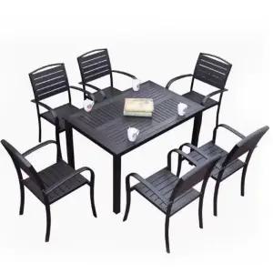 야외용 철제 테이블 테라스 160x90cm 세트 6인용 주물 탁자