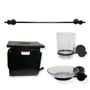 ( )욕실 4품 블랙 악세사리 수건걸이 휴지걸이 수건걸이 악세사리 욕실 컵대 비누대 옷걸이 세트