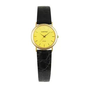 카리타스 18K 골드 사파이어 여자 선물 명품 예물 고급 가죽 원형 손목 금 시계 / C16000GF