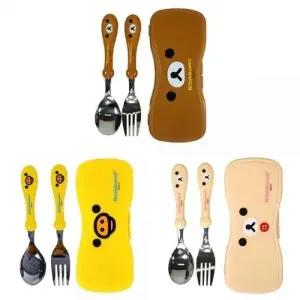 ( )세트 세트 식기 포크 도시락 어린이 숟가락 캐릭터 수저통 랜덤 케이스