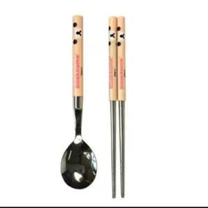 ( )수저세트 얼굴 도시락 젓가락 콤비 학생 코리락쿠마 수저 캐릭터 세트 스푼 슬림