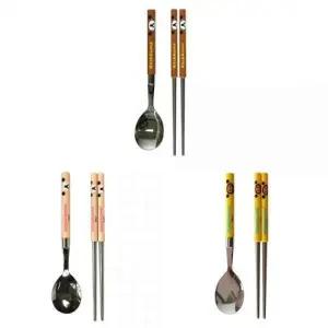 ( )식기 랜덤 젓가락 세트 도시락용 휴대용 캐릭터 슬림 수저 숟가락 세트