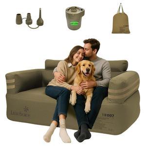 Luxchoice 캠핑용 휴대용 팽창식 소파, 펌프 내장 내구성이 뛰어난 팽창식 가구, 편안한 폭발식 소파 스타일리시한 야외 공기 소파, 뒷마당 비치 뮤직 페스티벌 파티에 딱 맞는 오토 무선 펌프, 내구성 있는 패브릭,