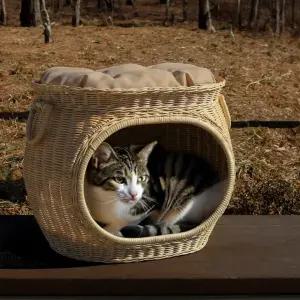 사계절 사용 강아지 고양이 라탄 하우스 펫침대 숨숨집      RAM
