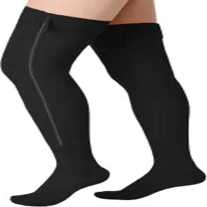 여성 남성용 Sosition 허벅지 높이 지퍼 압박 양말 20-30mmHg 스타킹 부종