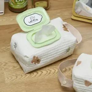 곰돌이 물티슈 커버 자수 미용 케이스 휴대용 사무실 선물 겸용