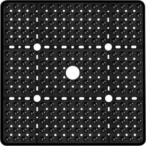 나오로투어 대형 사각 샤워 매트 27 x 인치 블랙 미끄럼 방지 욕조 큰 흡입 컵 배수구 포함 욕실 바닥 스톨